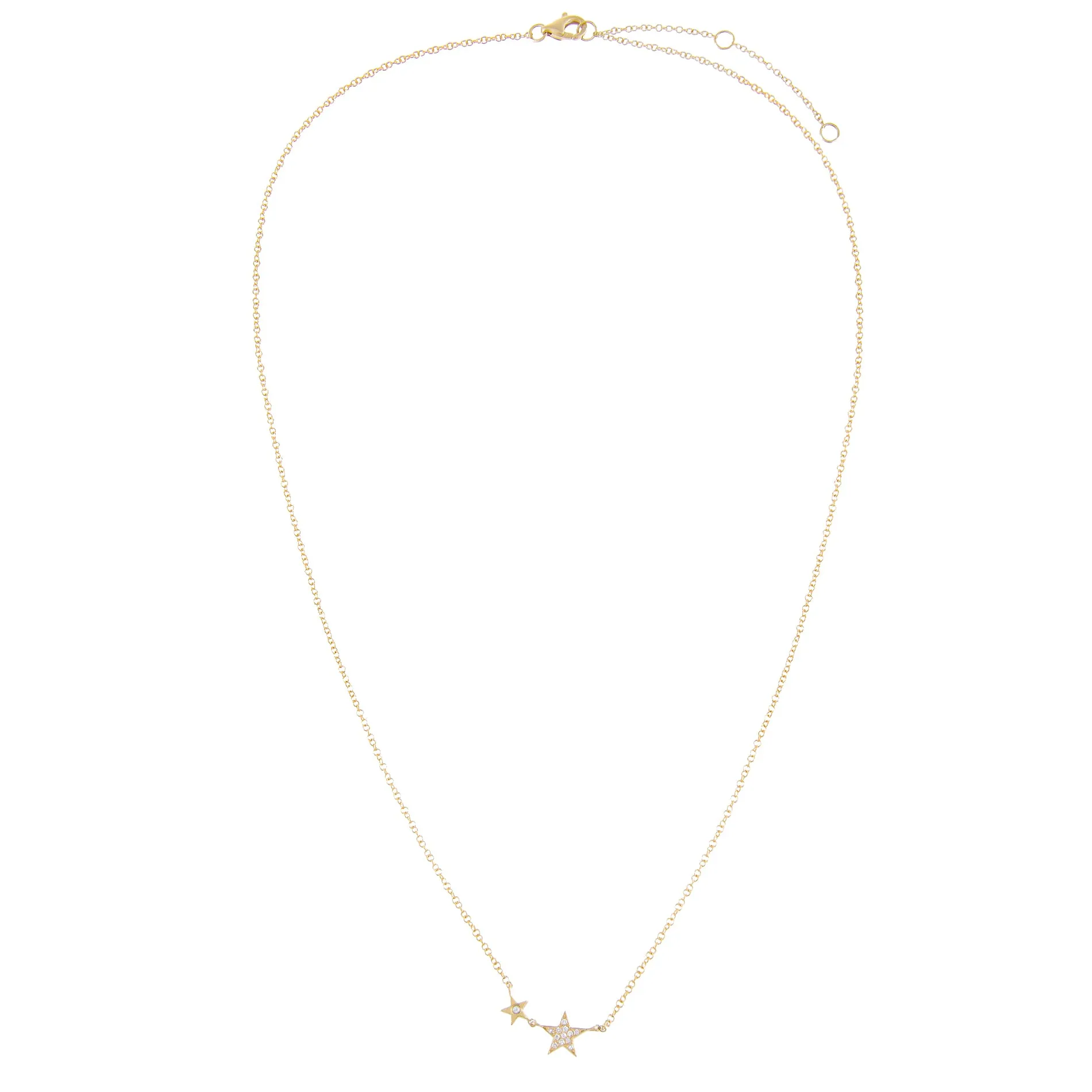 Diamond Double Star Necklace 14K