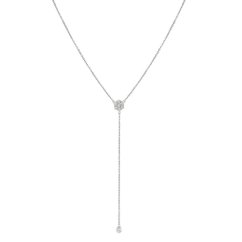 DIAMOND FLOWER BEZEL DROP NECKLACE 14K GOLD (0.51 CTW)