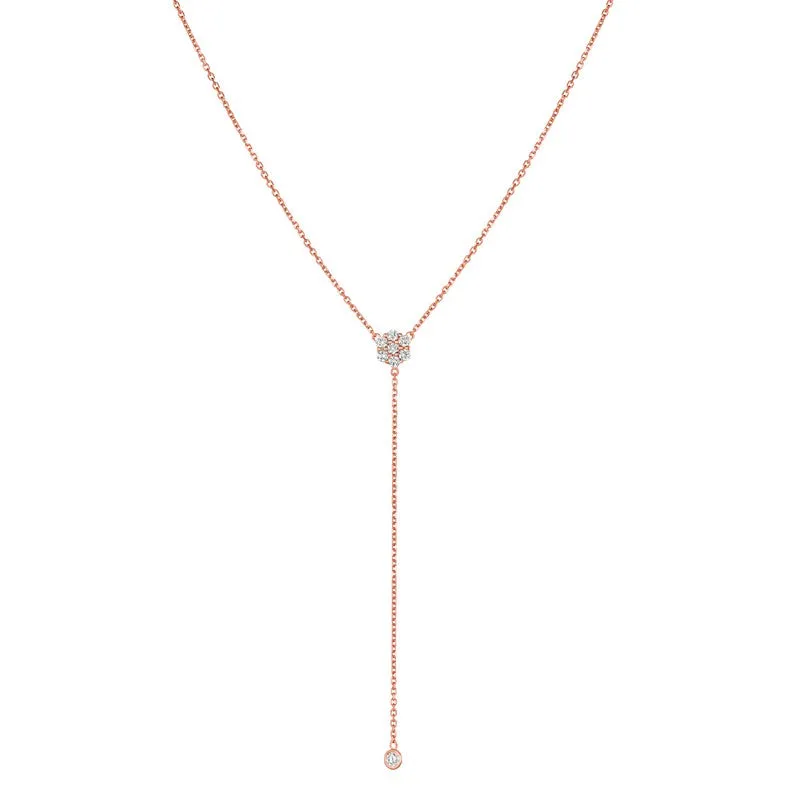 DIAMOND FLOWER BEZEL DROP NECKLACE 14K GOLD (0.51 CTW)