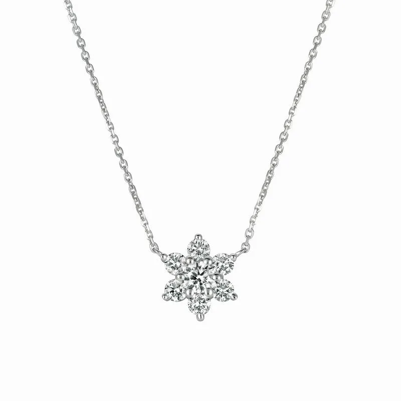 DIAMOND FLOWER NECKLACE 14K GOLD (1.5 CTW)