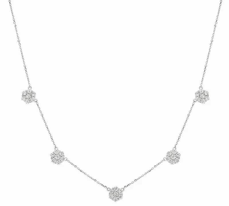DIAMOND FLOWERS NECKLACE 14K GOLD (1.04 CTW)