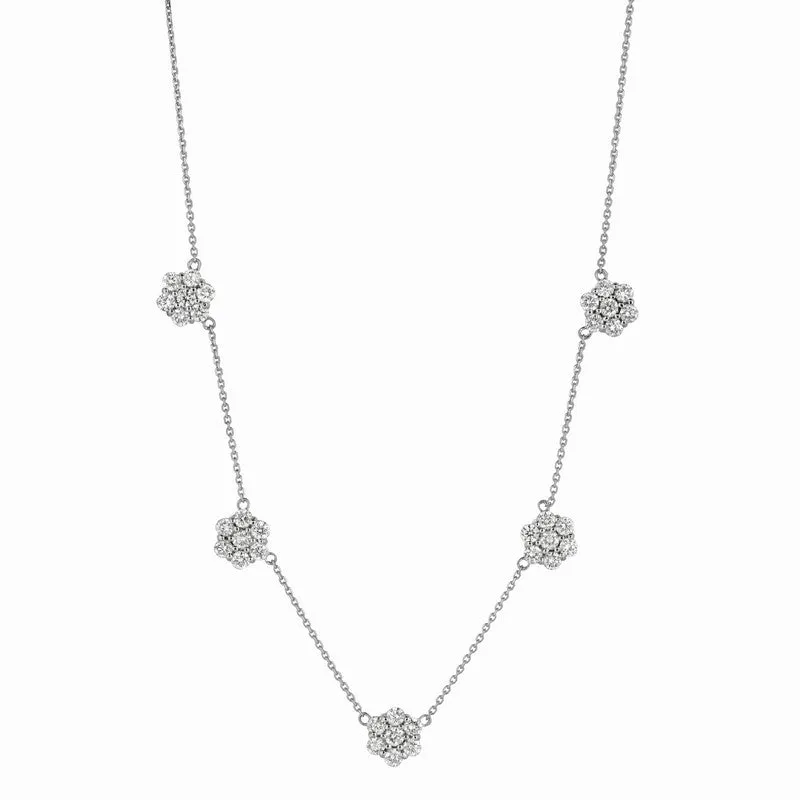 DIAMOND FLOWERS NECKLACE 14K GOLD (5.01 CTW)