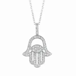 DIAMOND HAMSA NECKLACE 14K GOLD (0.61 CTW)