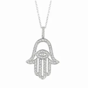DIAMOND HAMSA NECKLACE 14K GOLD (0.88 CTW)