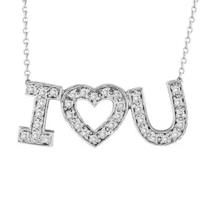 DIAMOND “I LOVE YOU” PENDANT NECKLACE 14K GOLD (0.7 CTW)