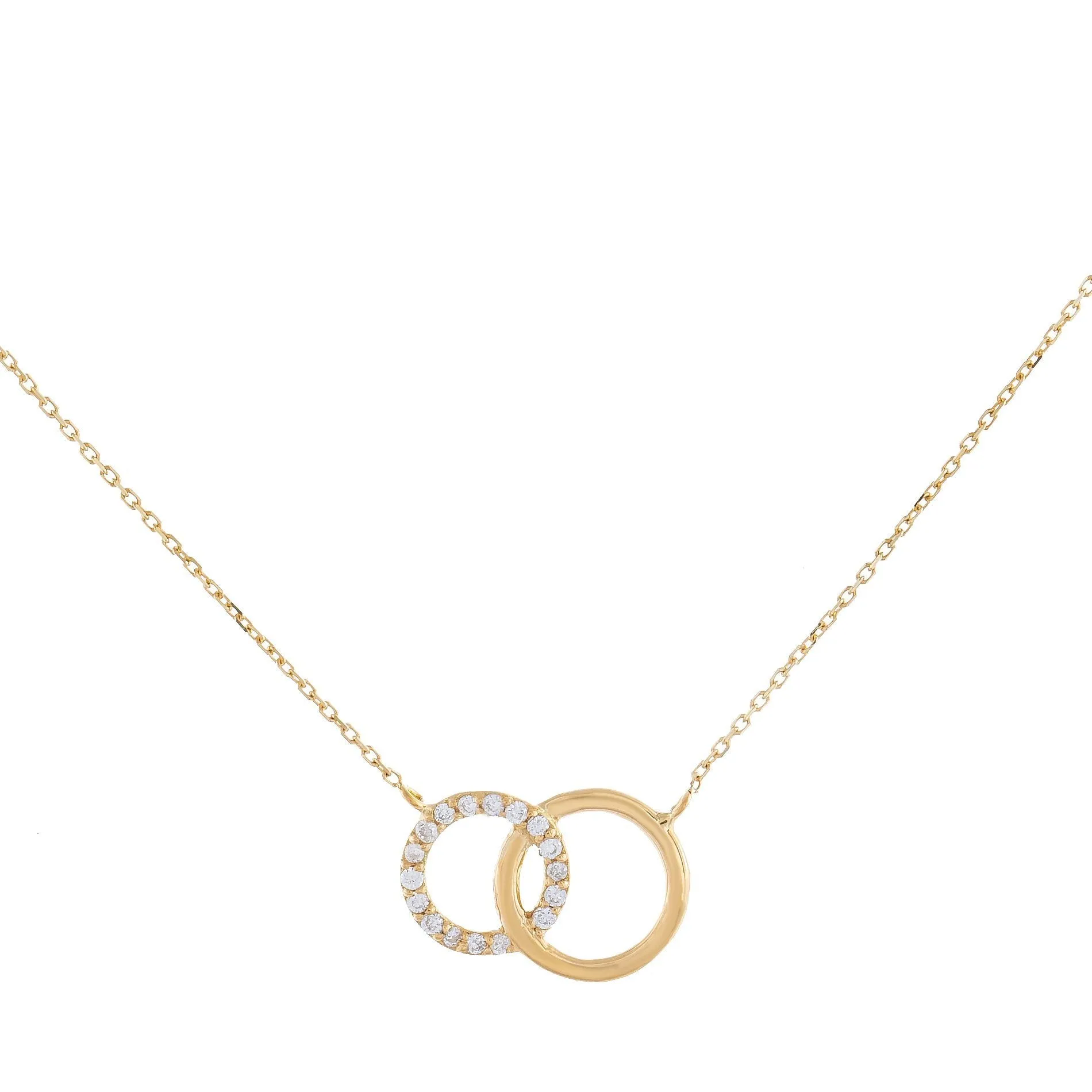 Diamond Interlocked Circle Necklace 14K