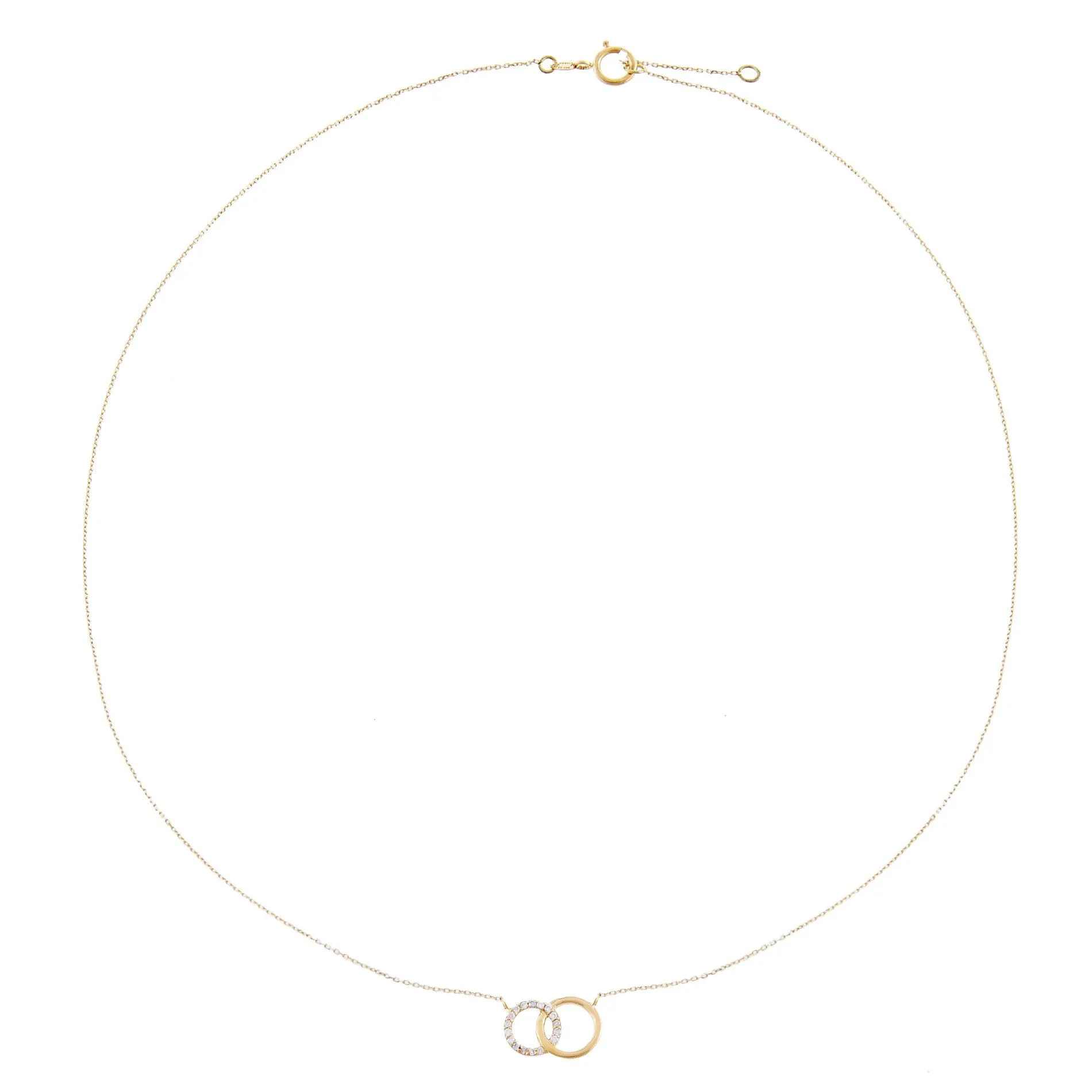 Diamond Interlocked Circle Necklace 14K