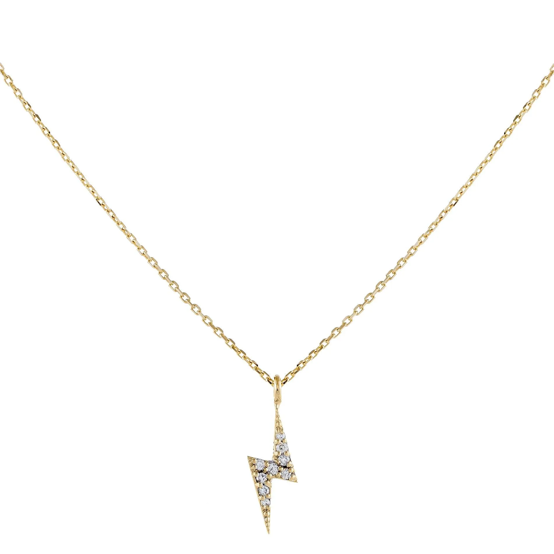 Diamond Lightning Bolt Necklace 14K