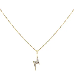 Diamond Lightning Bolt Necklace 14K