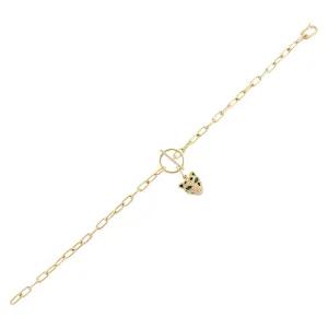 Diamond Panther Toggle Chain Bracelet 14K