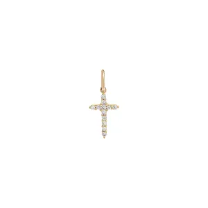 Diamond Pavé Cross Necklace Charm 14K