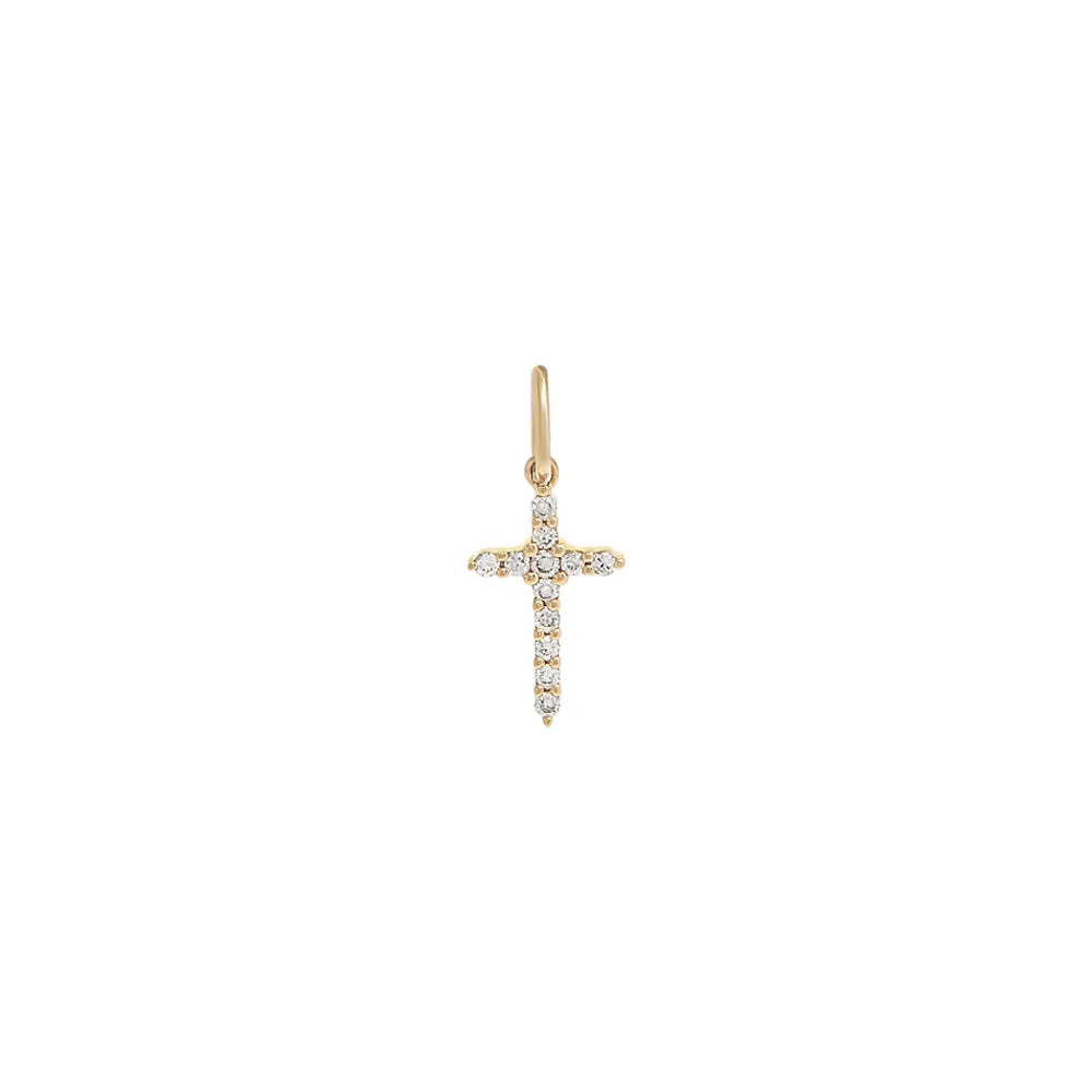 Diamond Pavé Cross Necklace Charm 14K