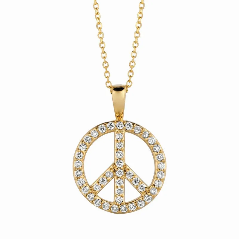 DIAMOND PEACE SIGN NECKLACE 14K GOLD (0.34 CTW)