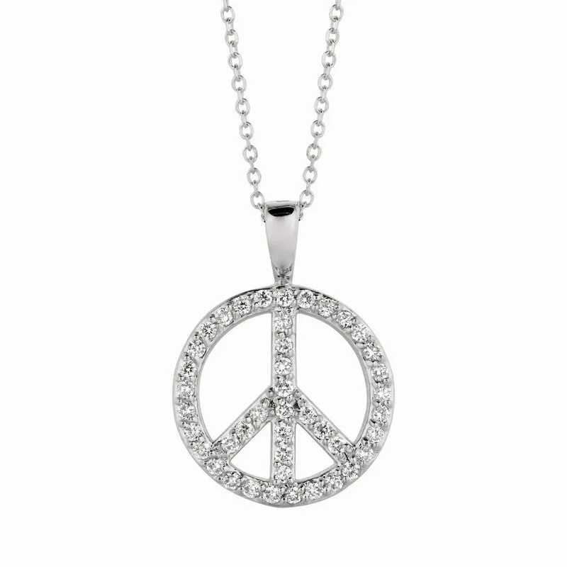 DIAMOND PEACE SIGN NECKLACE 14K GOLD (0.34 CTW)