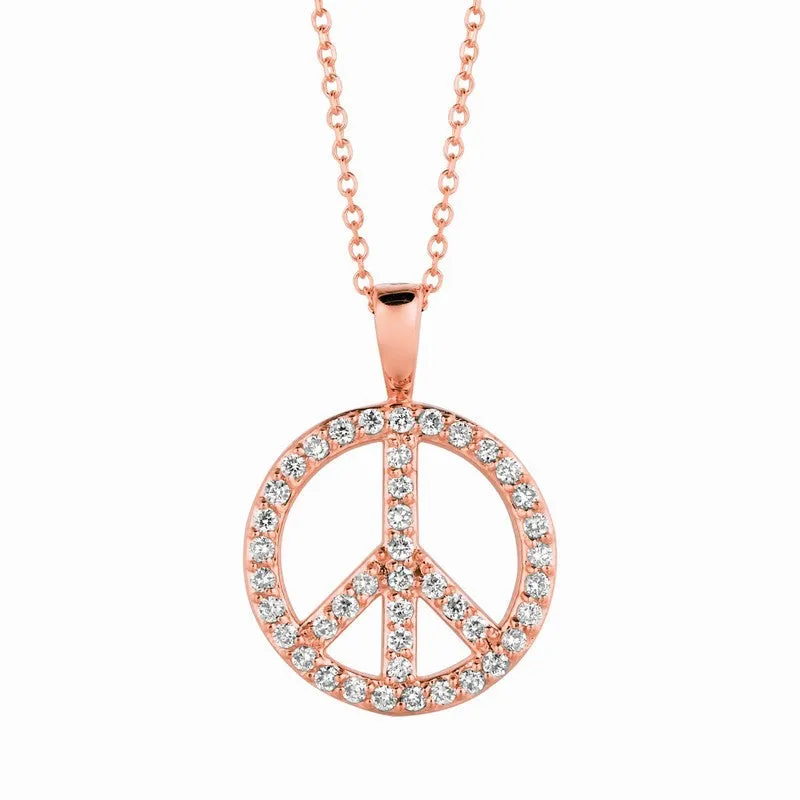 DIAMOND PEACE SIGN NECKLACE 14K GOLD (0.34 CTW)