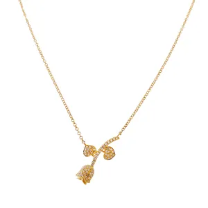 Diamond Rose Flower Necklace 14K