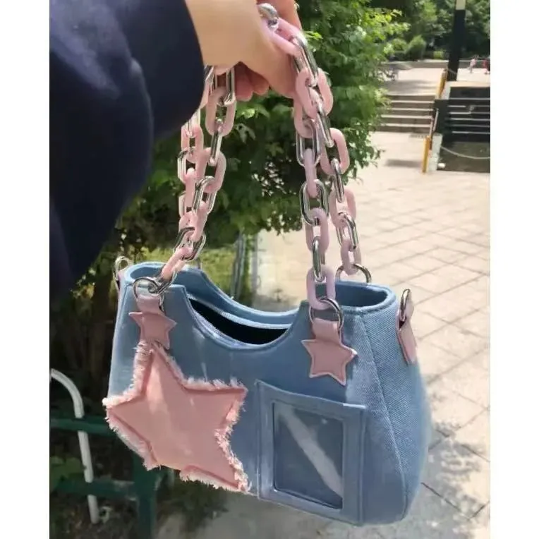 Diamond Silver Leather Crossbody Shoulder Bag
