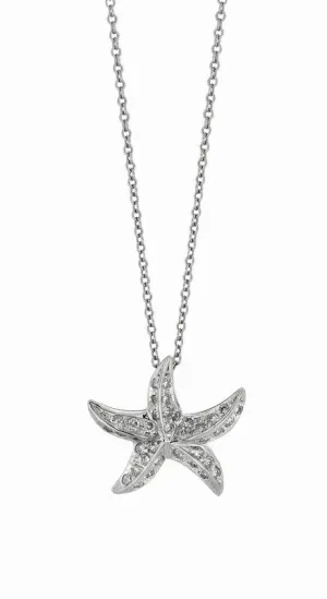 DIAMOND STARFISH PENDANT NECKLACE 14K WHITE GOLD (0.5 CTW)
