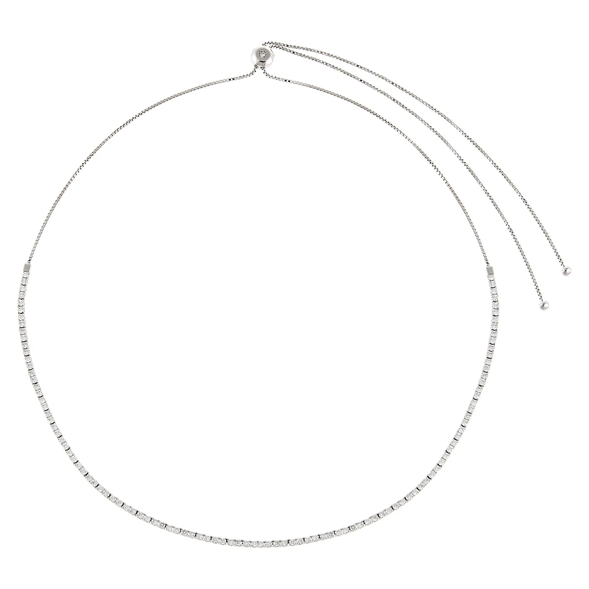 Diamond Tennis Adjustable Necklace 14K