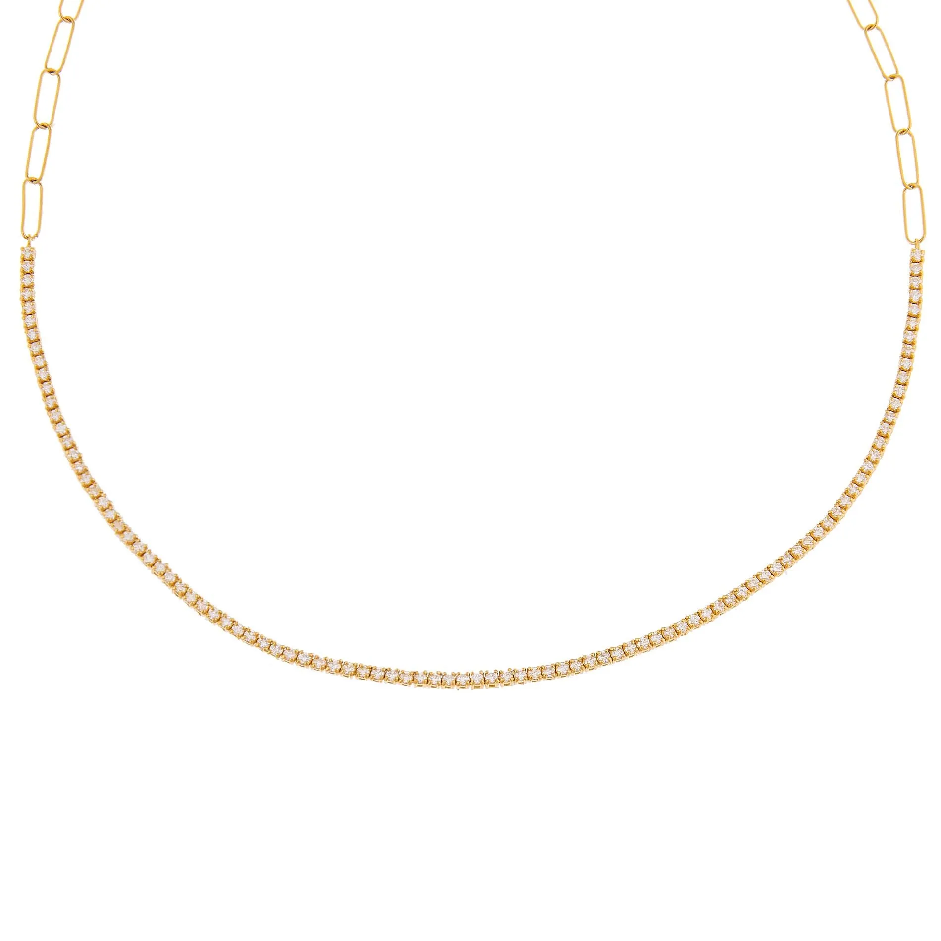 Diamond Tennis X Link Necklace 14K