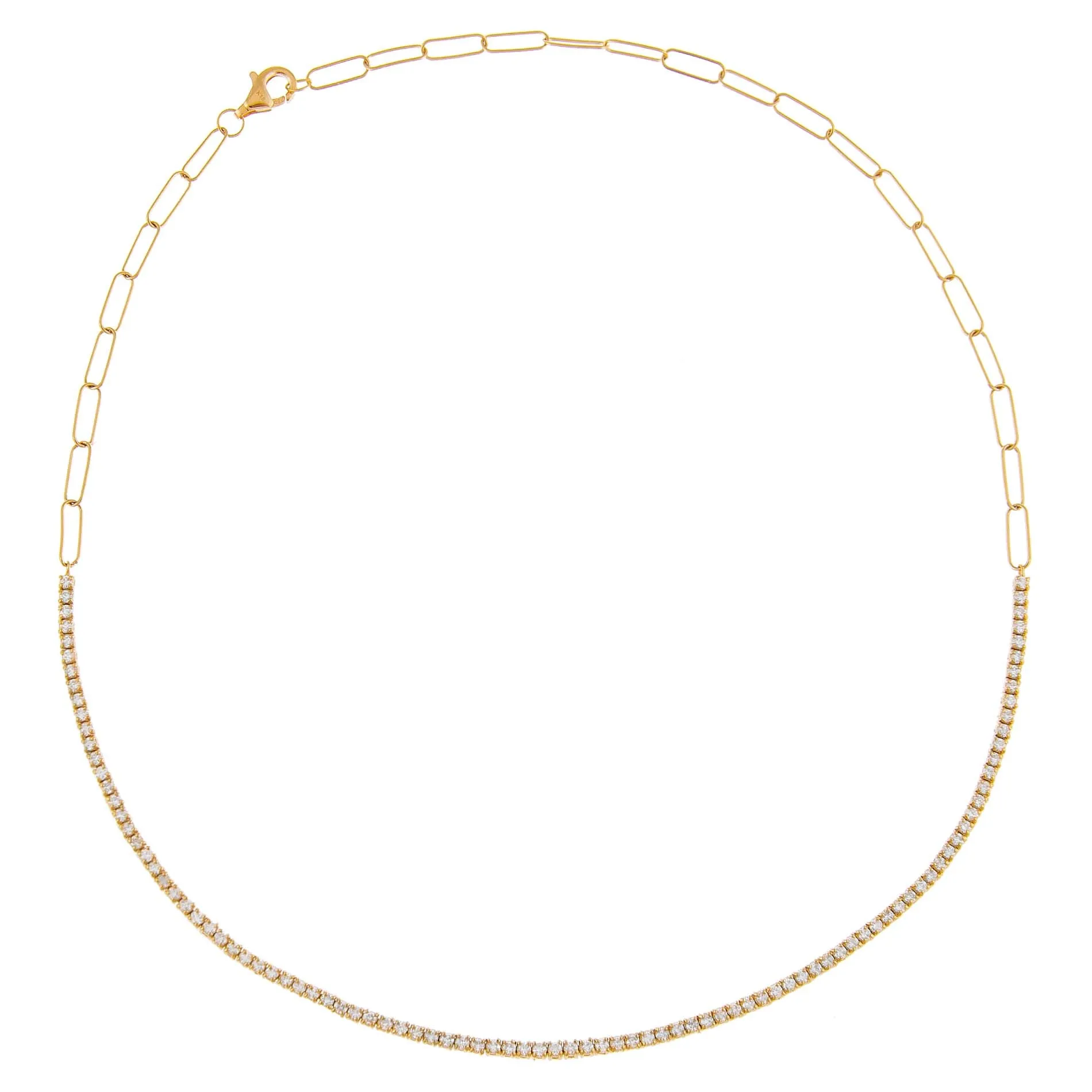Diamond Tennis X Link Necklace 14K