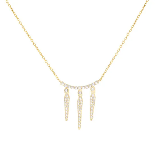 Diamond Triple Spike Necklace 14K