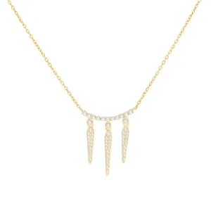 Diamond Triple Spike Necklace 14K