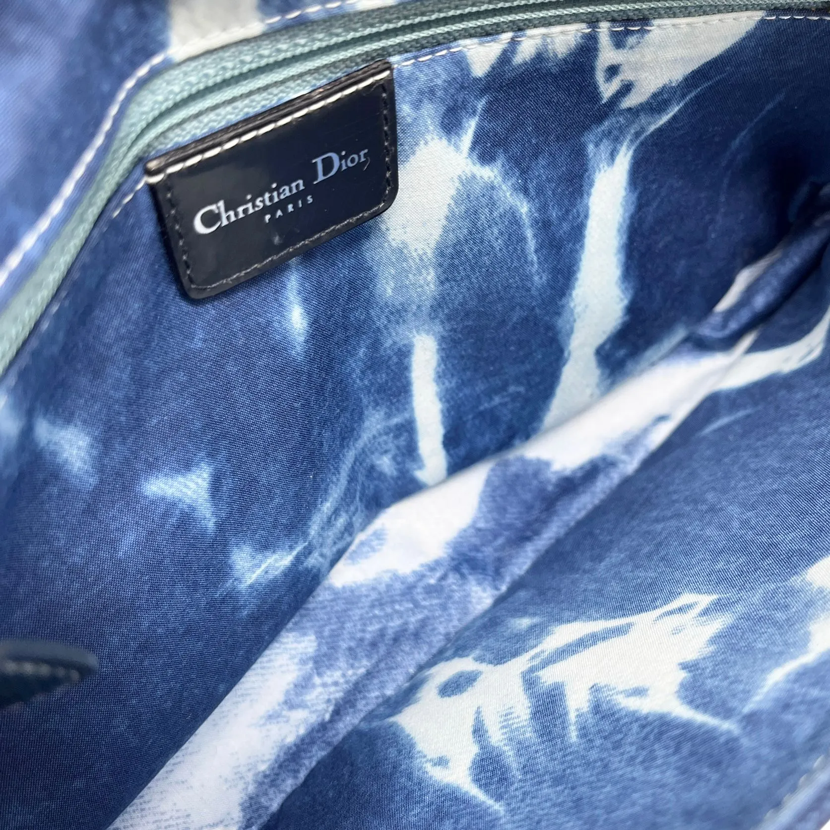 Dior Blue Tie Dye Ostrich Shoulder Bag