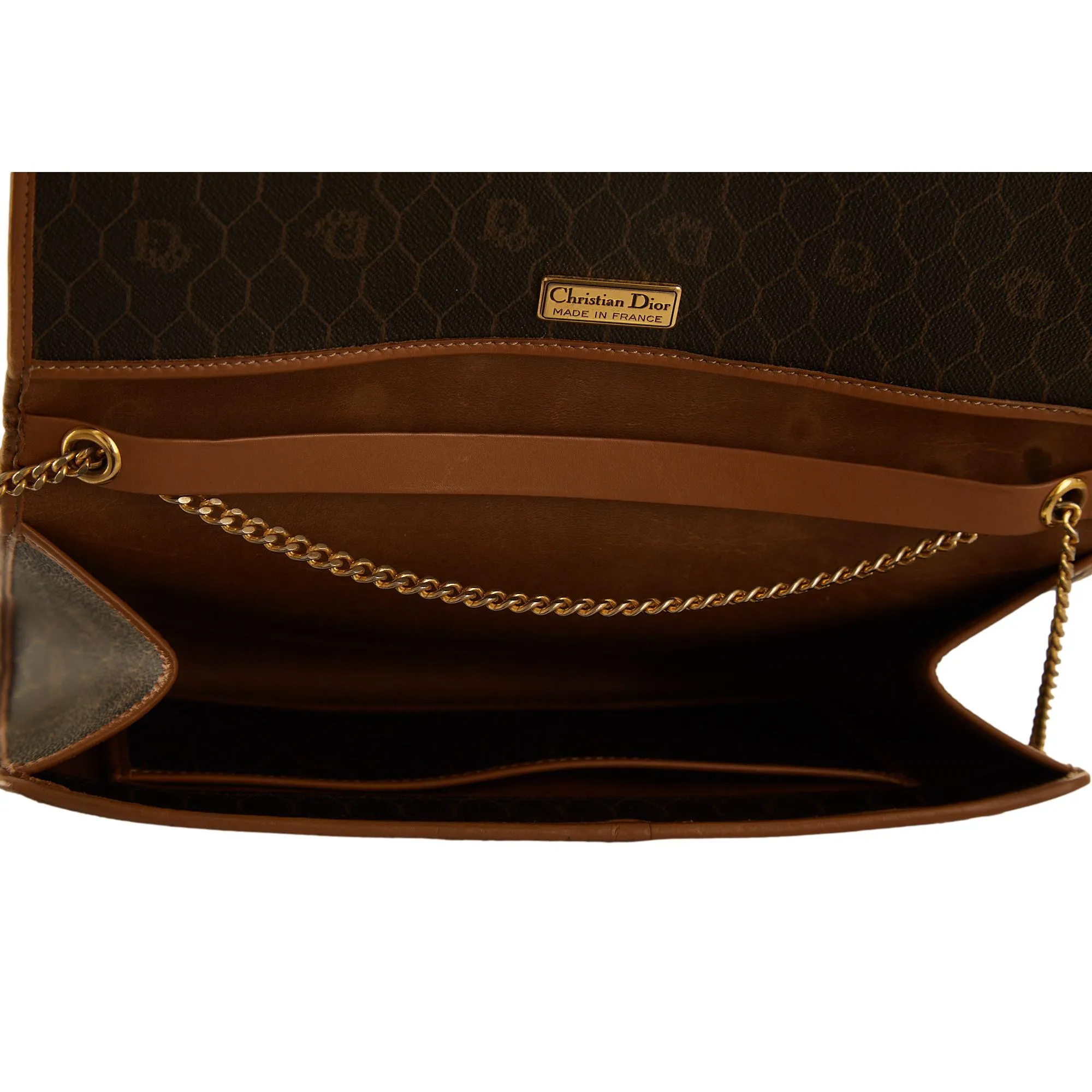 Dior Brown Logo Chain Shoulder Bag
