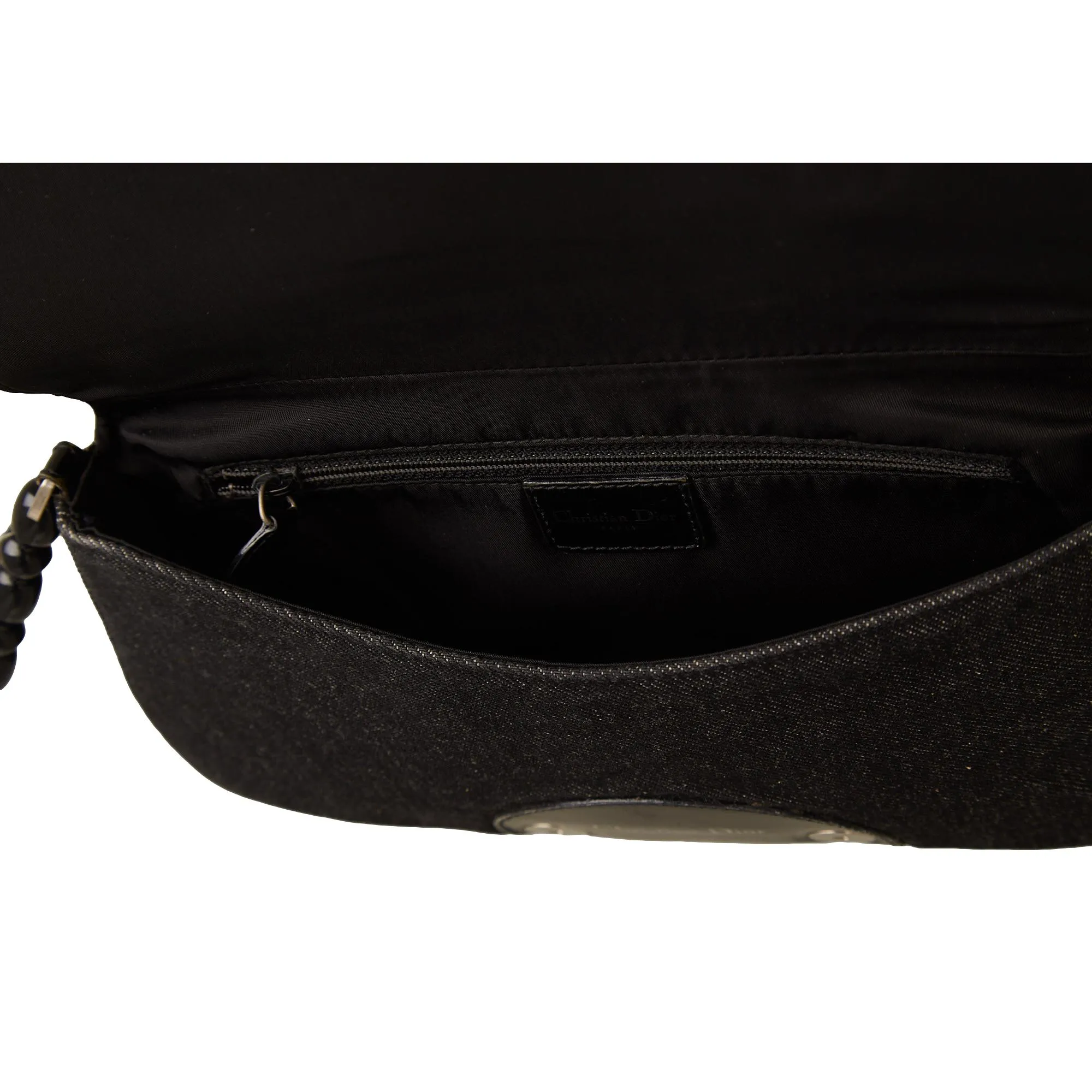 Dior Denim Rhinestone Logo Shoulder Bag