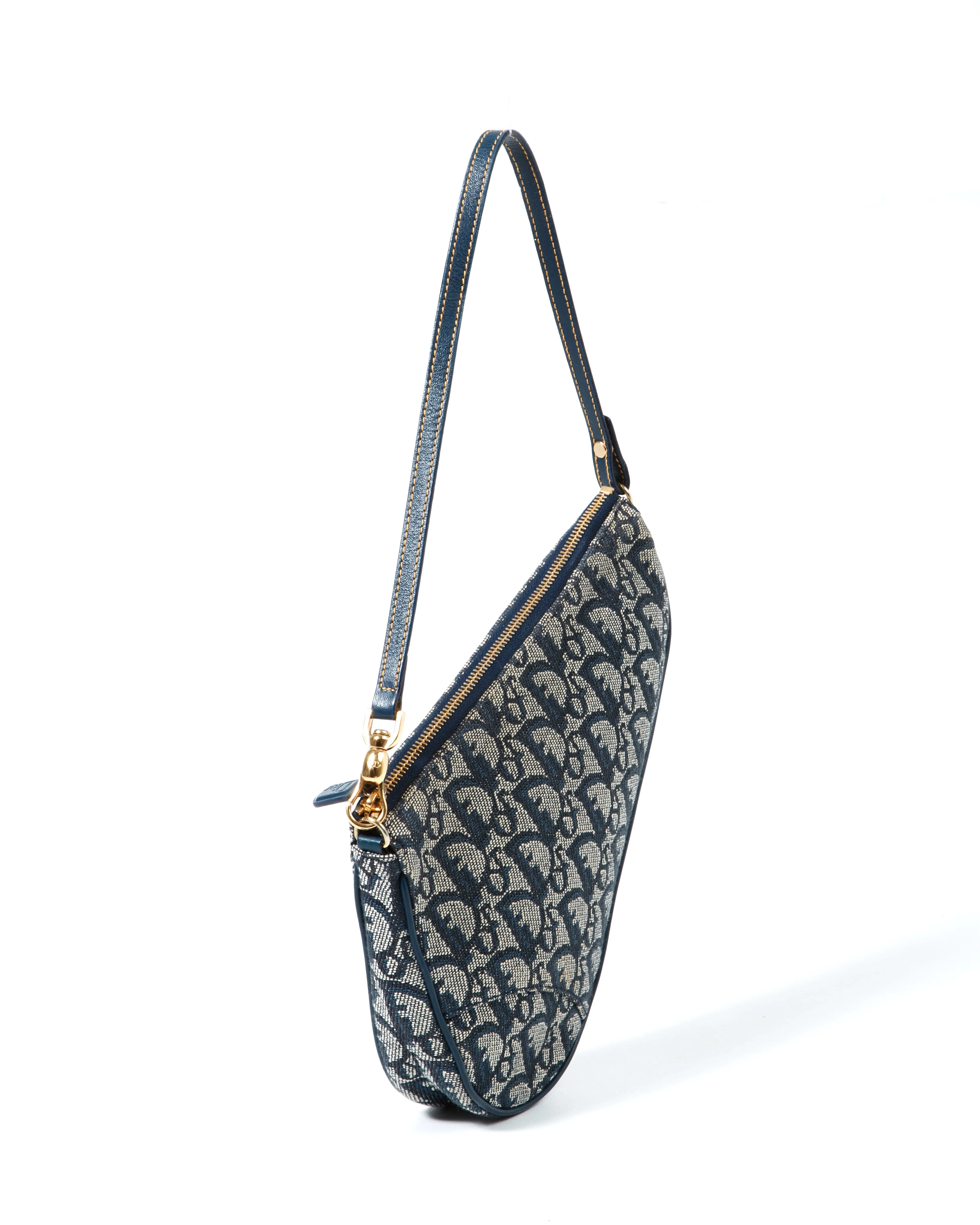 Dior Vintage Navy Diorissimo Mini Saddle Pochette Shoulder Bag