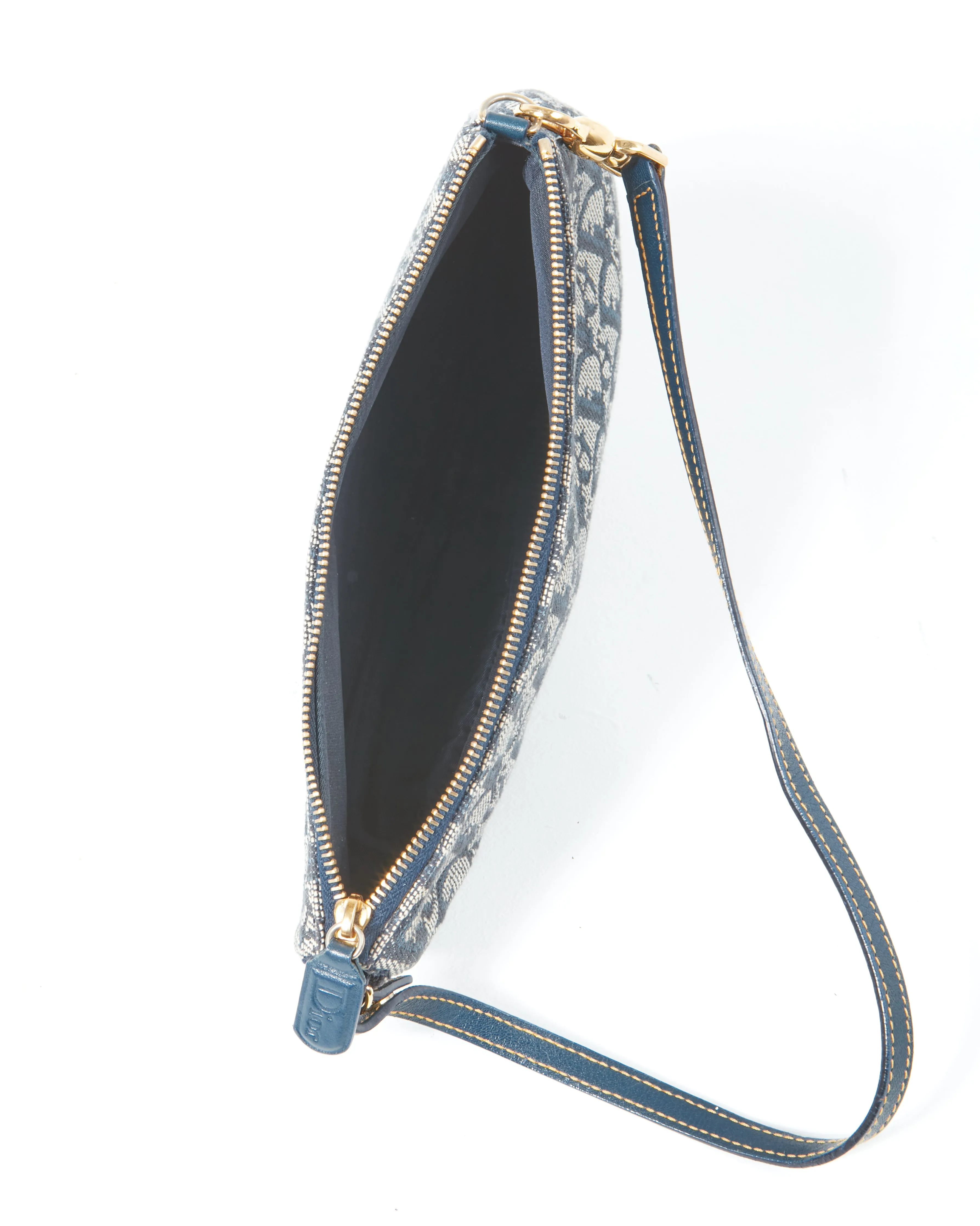 Dior Vintage Navy Diorissimo Mini Saddle Pochette Shoulder Bag