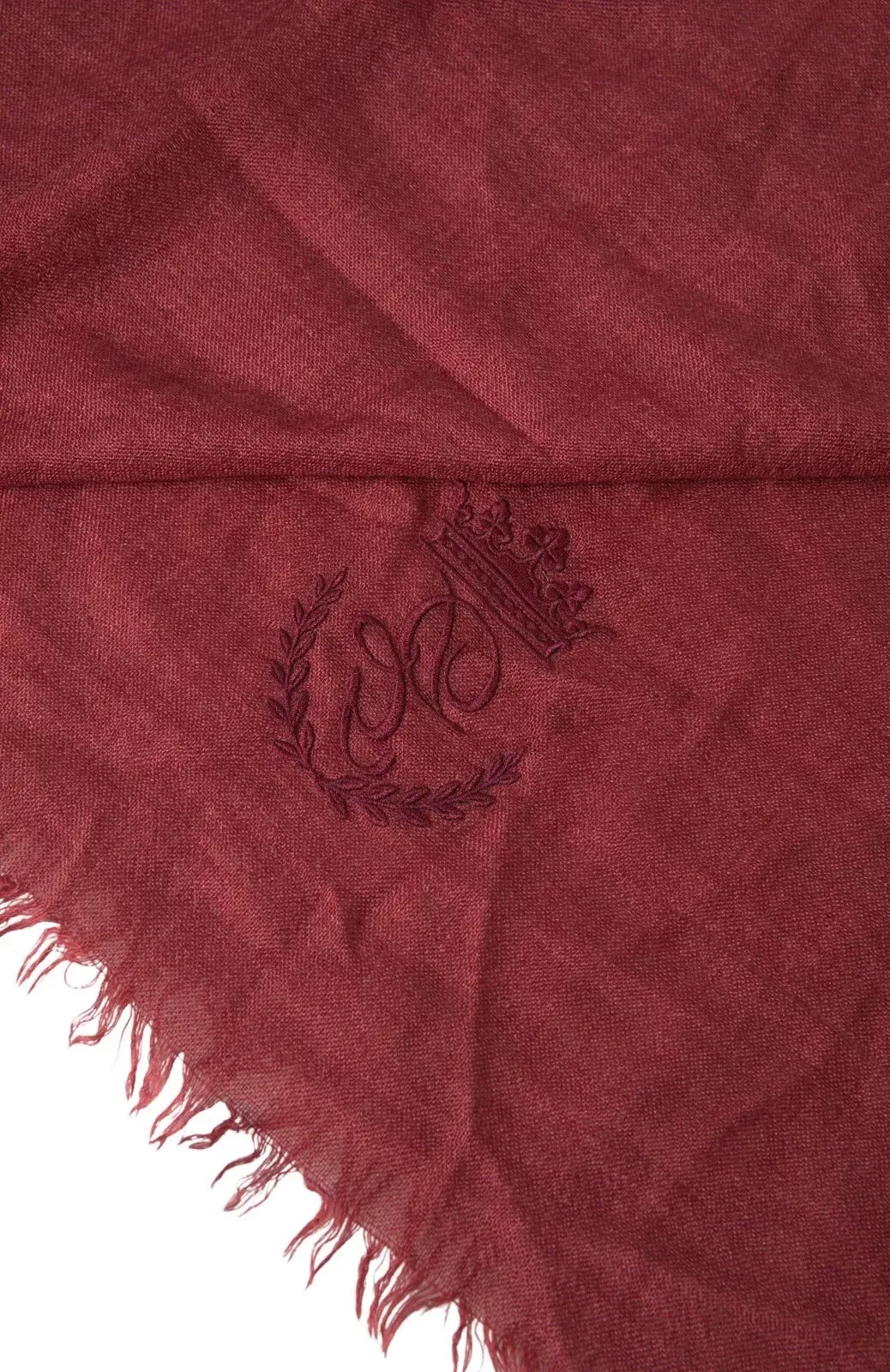 Dolce & Gabbana Maroon Cashmere Knit Wrap Shawl Fringe Scarf
