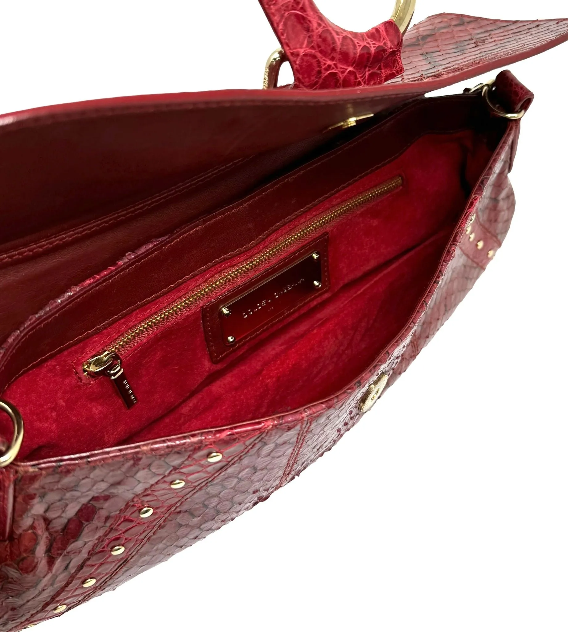 Dolce & Gabbana Red Snakeskin Shoulder Bag