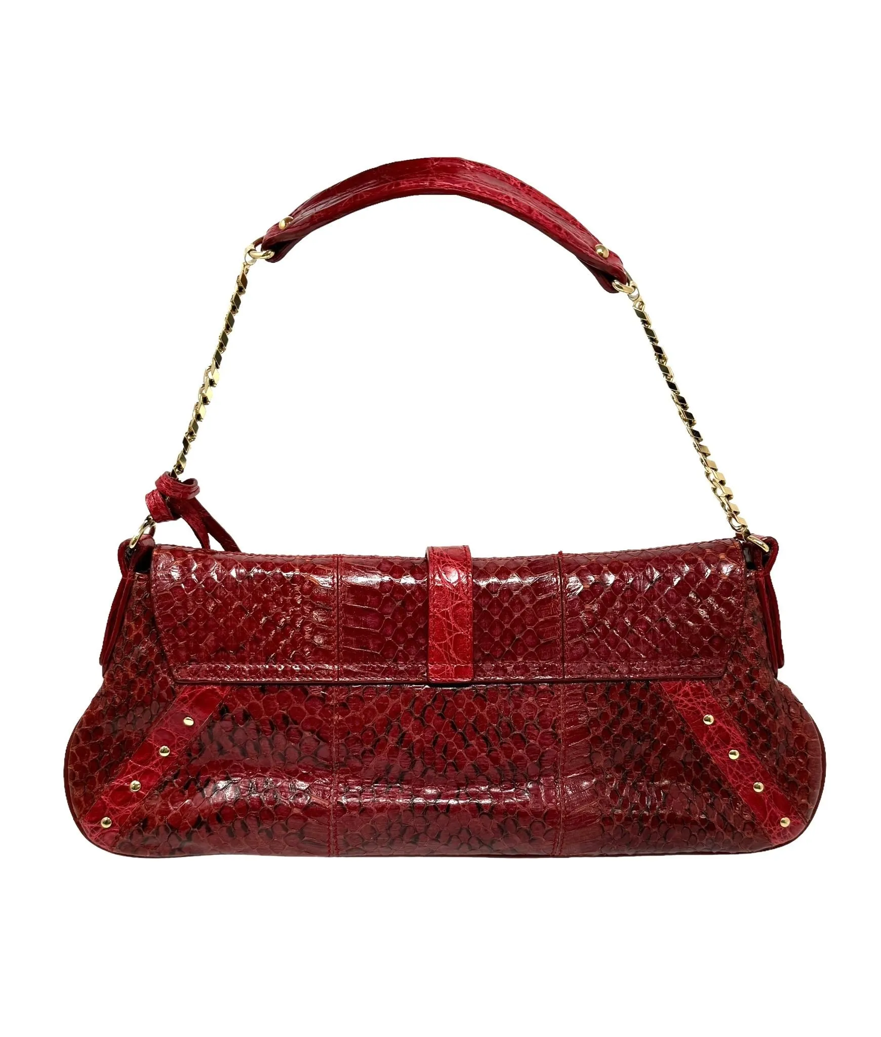 Dolce & Gabbana Red Snakeskin Shoulder Bag