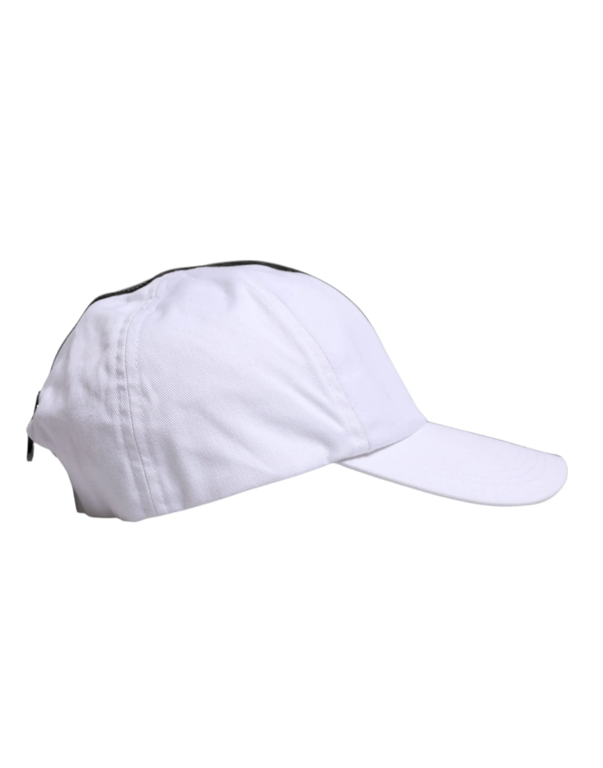 Dolce & Gabbana White Black Cotton Zip Baseball Cap
