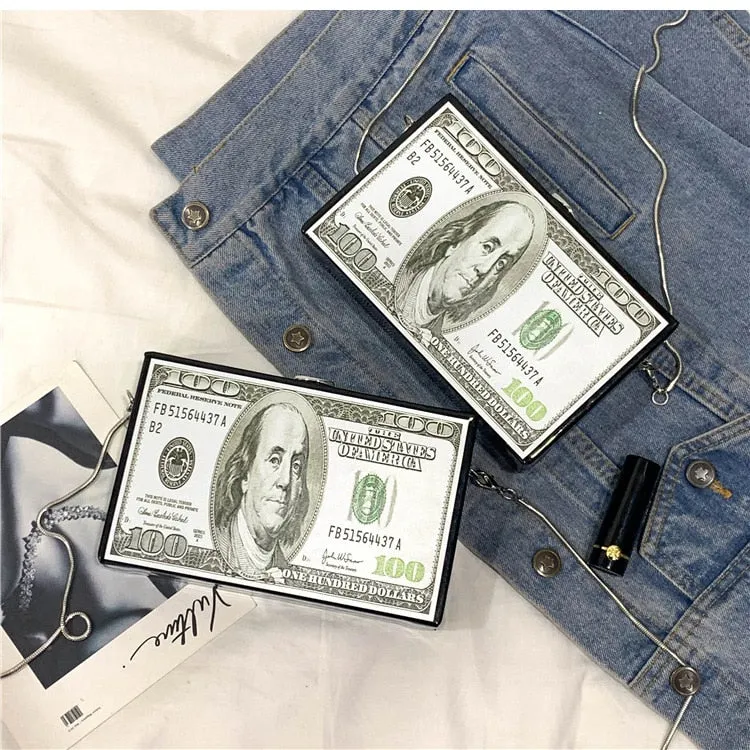 Dollar Pattern Box  Clutch Bag