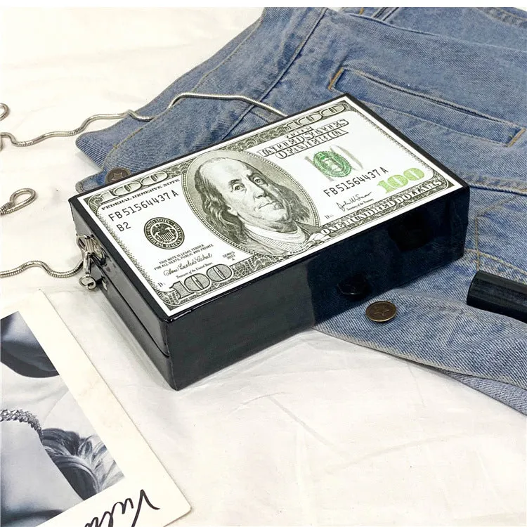 Dollar Pattern Box  Clutch Bag