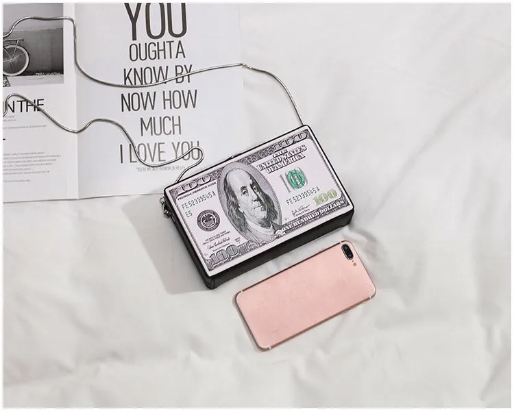 Dollar Pattern Box  Clutch Bag