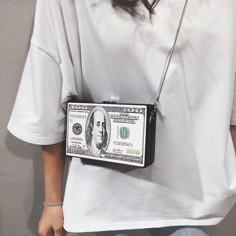 Dollar Pattern Box  Clutch Bag