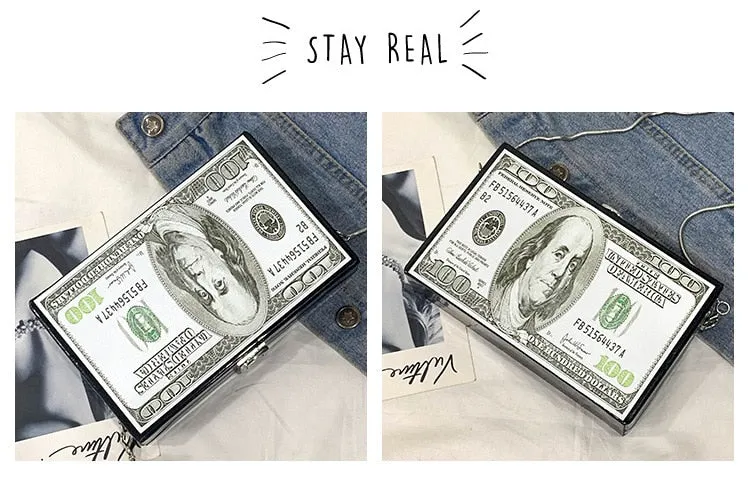 Dollar Pattern Box  Clutch Bag