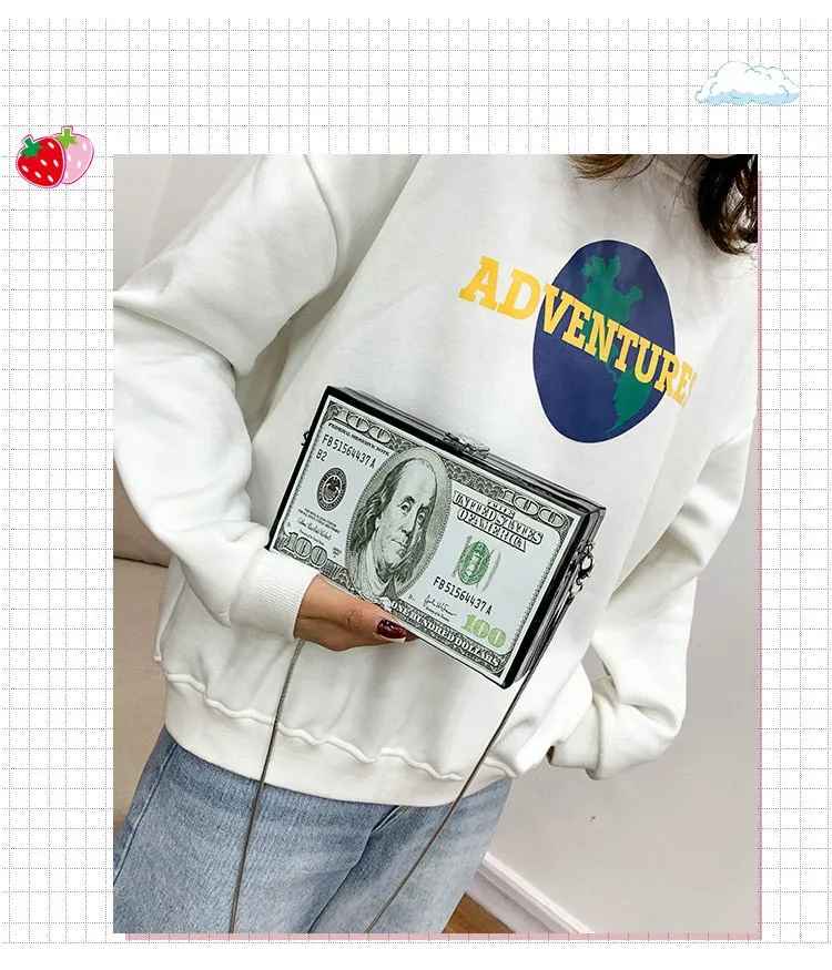 Dollar Pattern Box  Clutch Bag