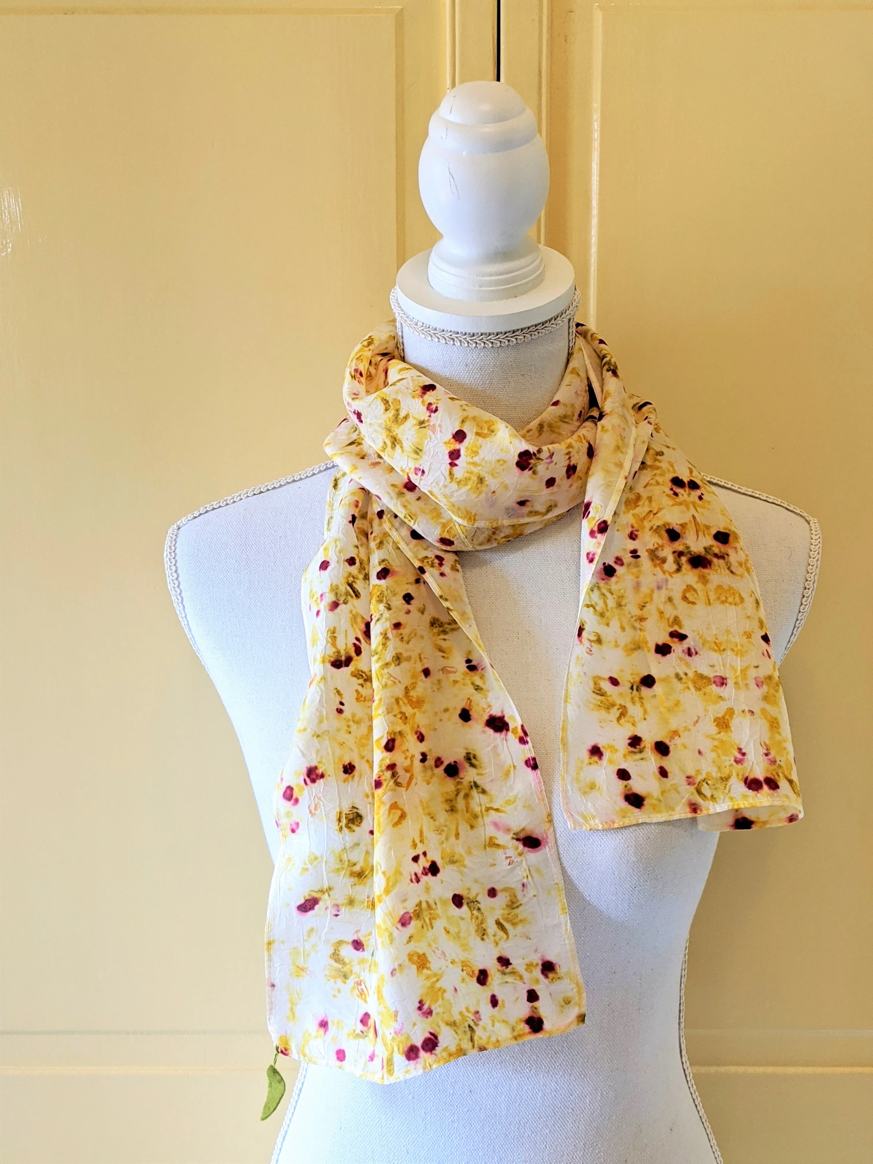 Dot to Dot / Yellow & Red Eco Print Scarf