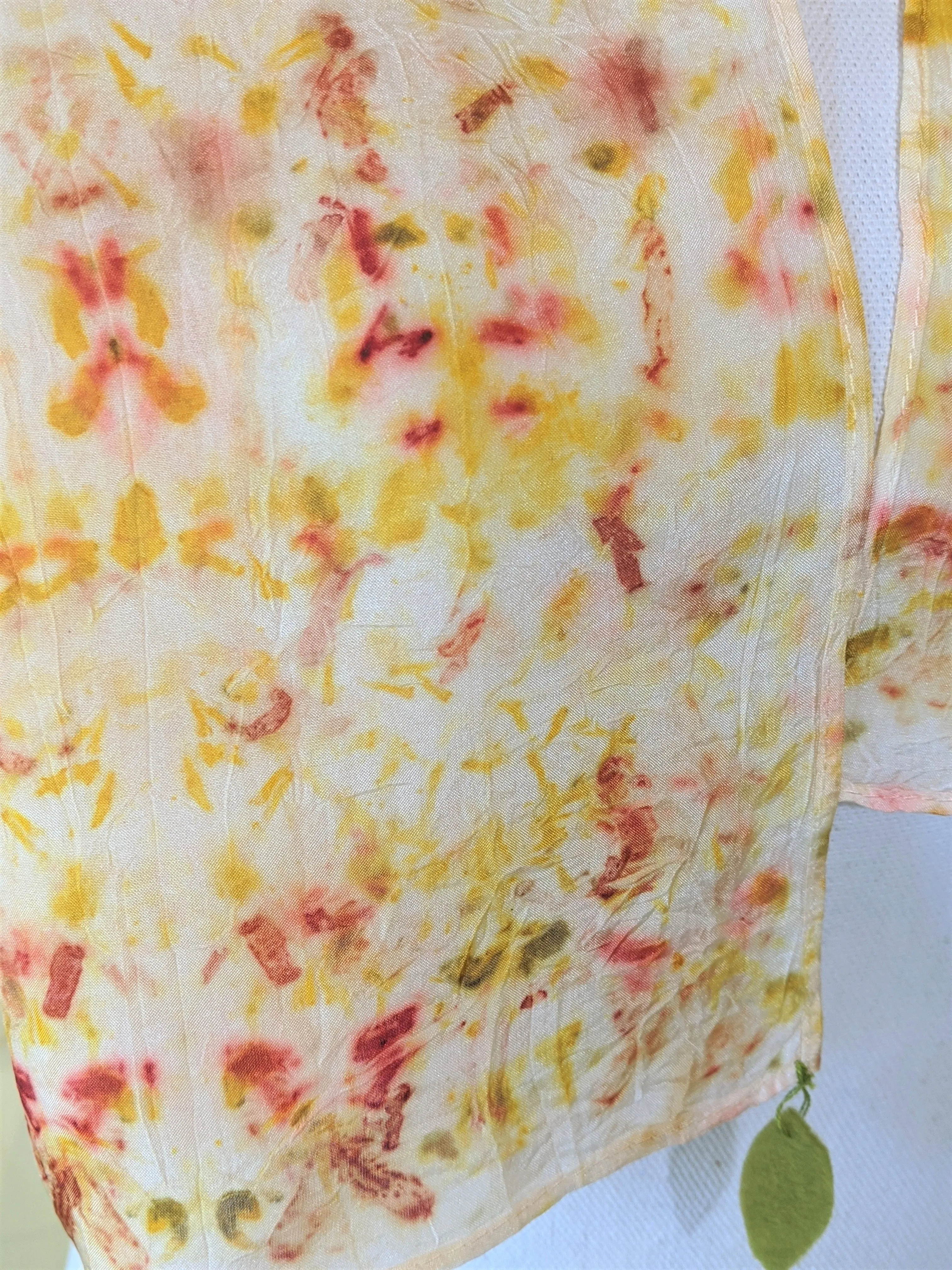 Dot to Dot / Yellow & Red Eco Print Scarf