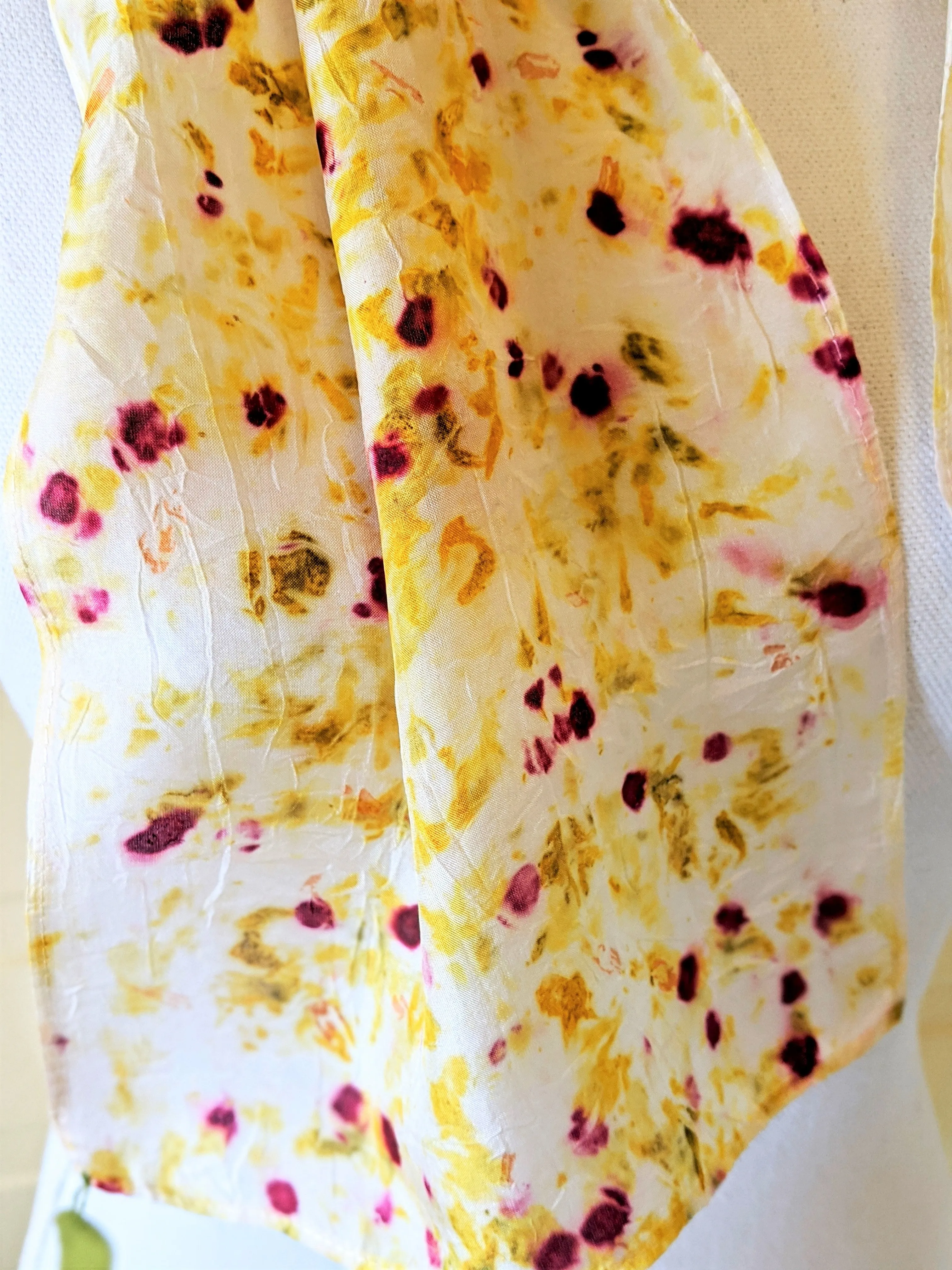 Dot to Dot / Yellow & Red Eco Print Scarf