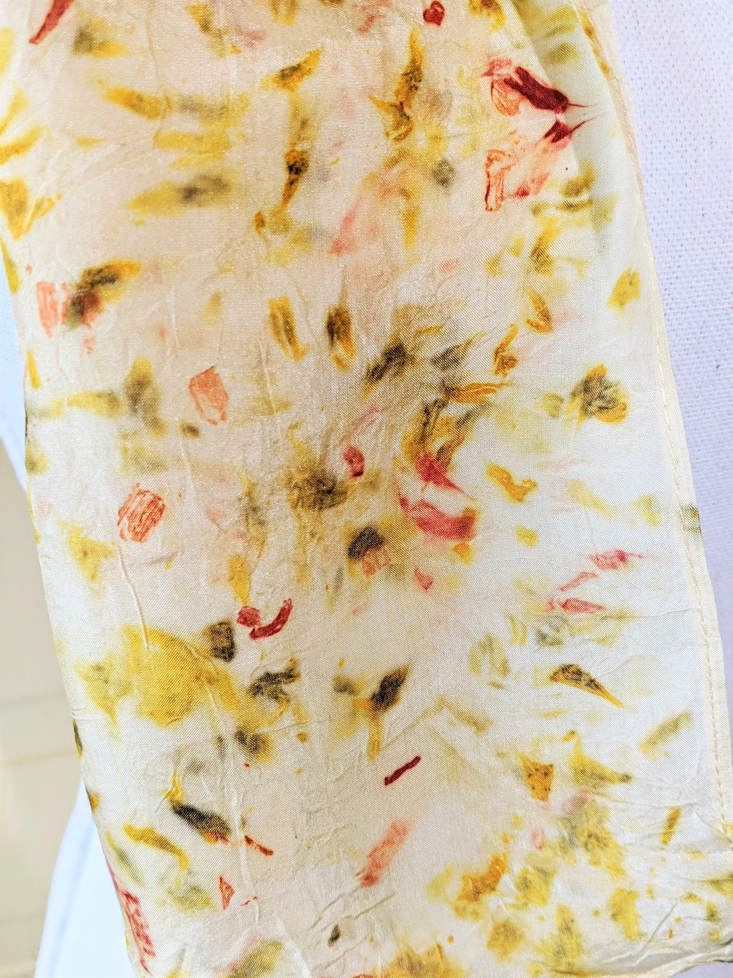 Dot to Dot / Yellow, Green & Orange Eco Print Scarf