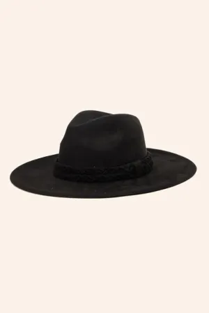 Double Rope Braid Fedora Hat in Black