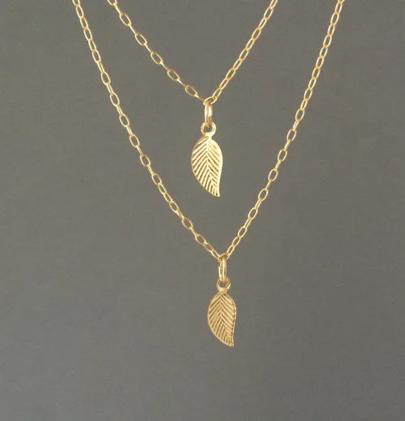 Double Strand Layered Leaf Necklace
