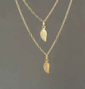 Double Strand Layered Leaf Necklace