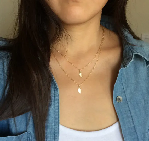 Double Strand Layered Leaf Necklace